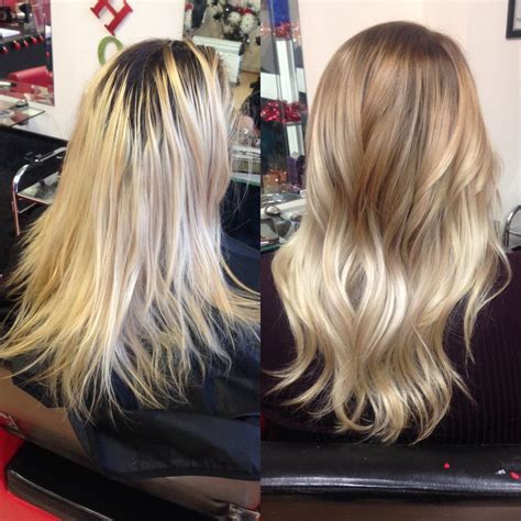 platinum blond balayage|blonde balayage before and after.